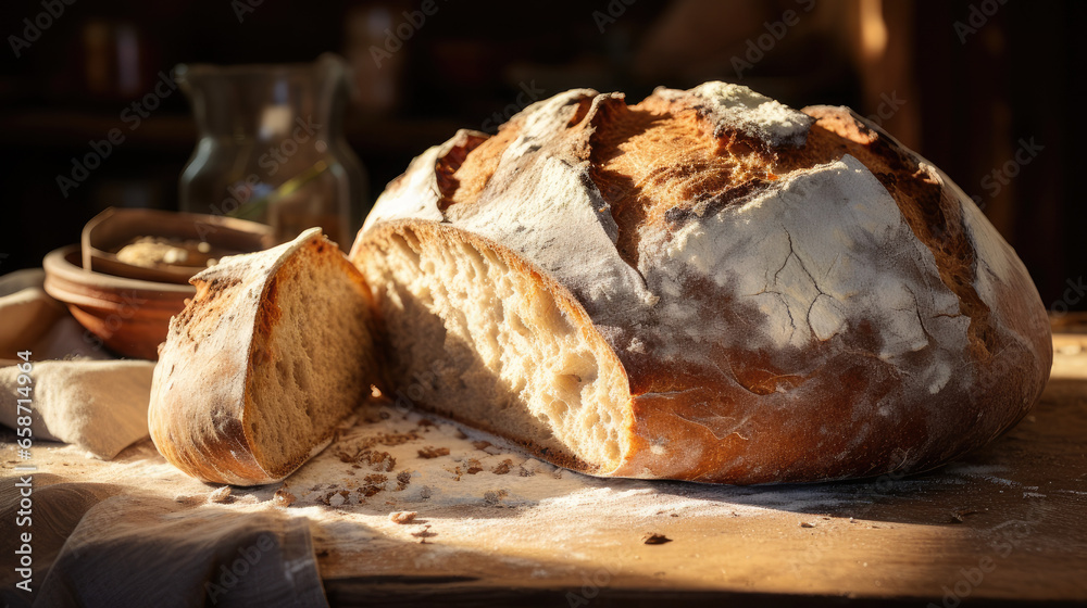 loaf of bread on table