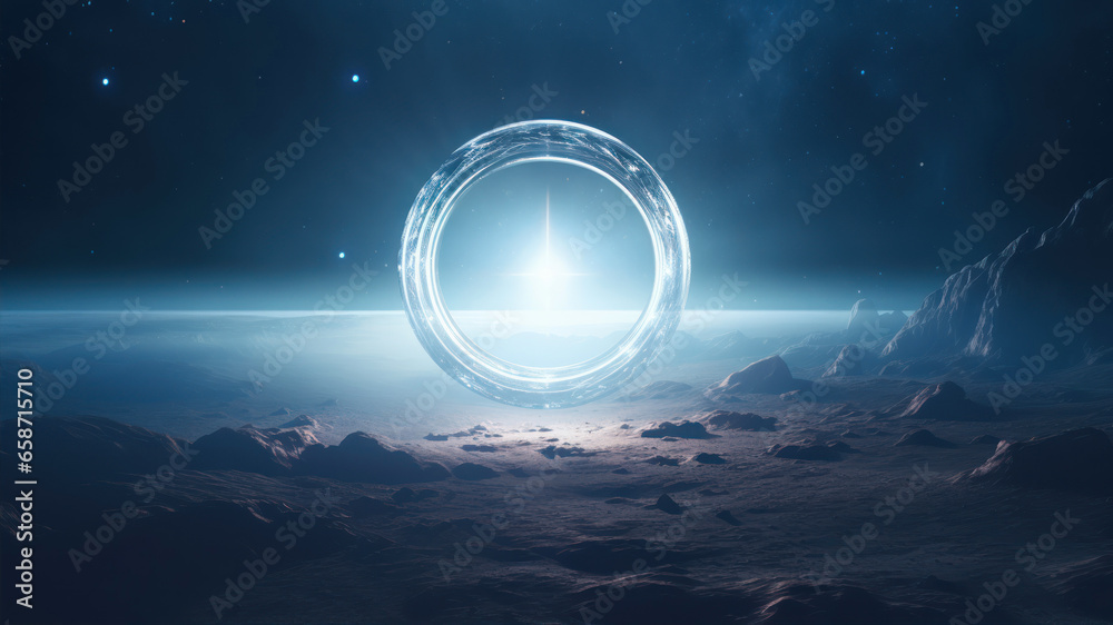 futuristic background with a circle in the center - obrazy, fototapety, plakaty 