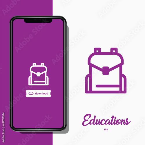 Education icon set vector concept and smartphone