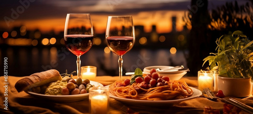 Dinner for two by candlelight. 