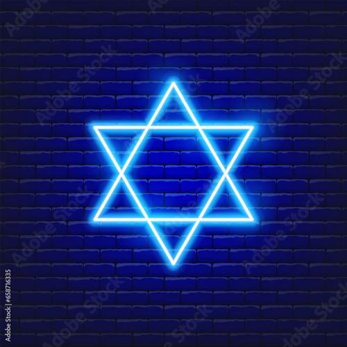 Israel sign. Star of David neon icon. Vector illustration. Stand with Israel.