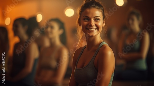 Women smiling together in a gym