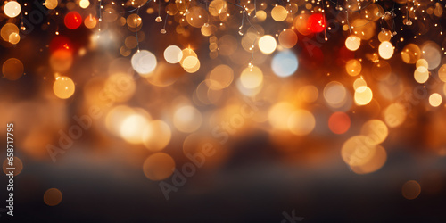 2023 Merry Christmas and New Year holidays background. Blurred bokeh background photo