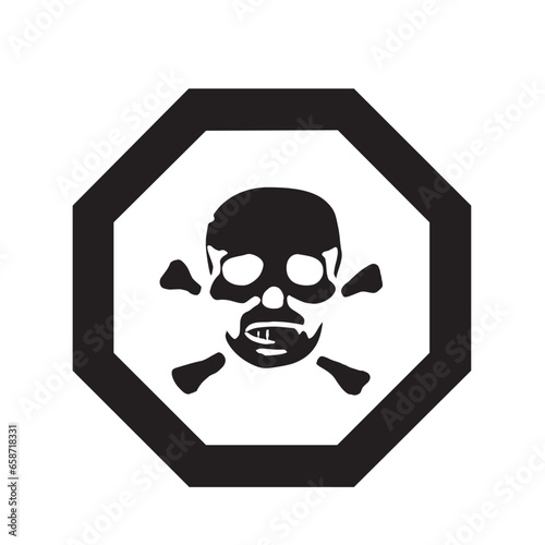 Sign of the skull and bones. An octagonal poster with an image symbolizing danger and death