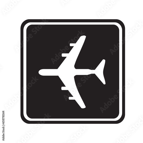 Airplane icon. Plane flight pictogram. Transport, symbol travel. Isolated raster illustration on white background