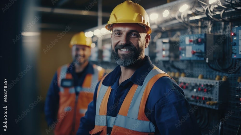 Professional electrician man works in a switchboard with an electrical connecting cable, Electrician repairing Professional electrician man works in a switchboard with an electrical connecting cable, Electrician repairing