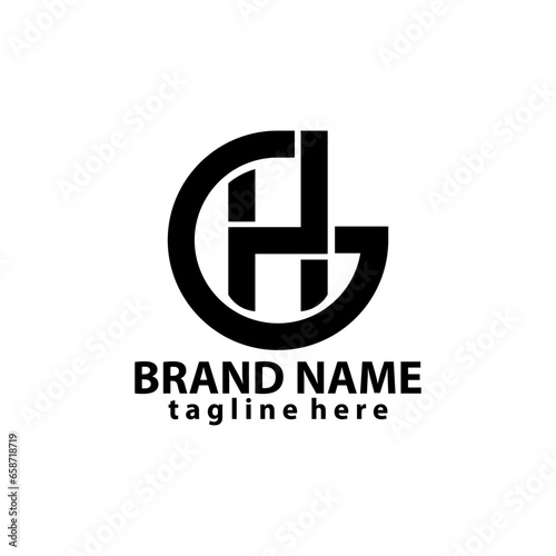 letter minimalis GH HG line logo design vector
