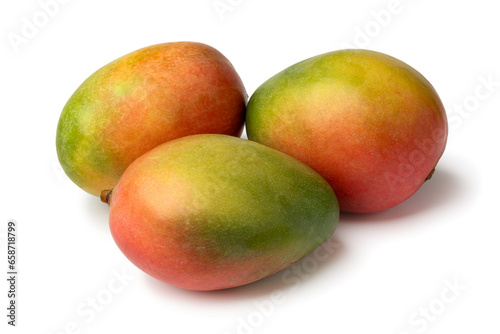 Fresh ripe mango close up isolated on white background close up