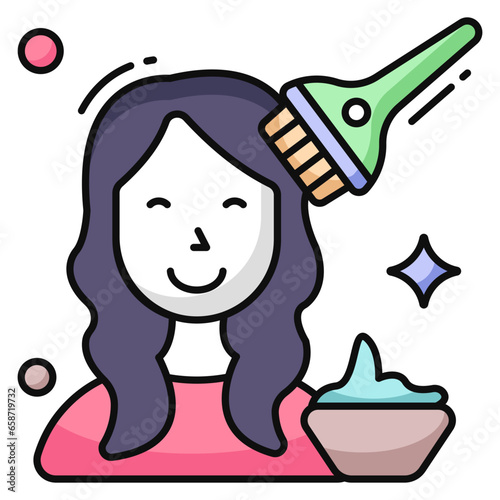 Conceptual flat design icon of hair dye