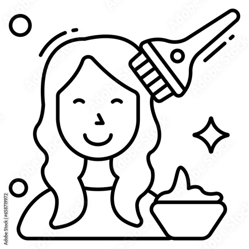 Conceptual flat design icon of hair dye