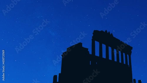 The Temple of Bel syria at night clear sky full of stars