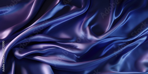 Dark Blue Luxury Silk sheet Background fabric banner with copy space