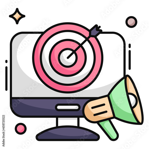 An editable design icon of online target 