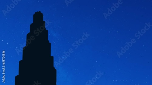 Samarra, Iraq Minaret Malwia and Great Mosque in Samarra at night clear sky full of stars