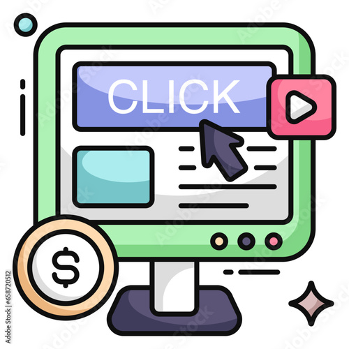 Conceptual flat design icon of pay per click