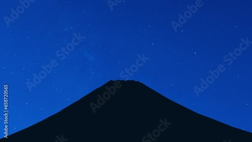 Mount Fuji, japan at night clear sky full of stars