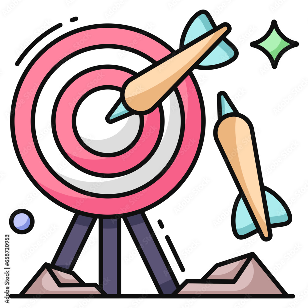 Board with archery arrow showcasing hitting game Board with archery arrow showcasing hitting game