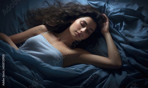 A woman sleeping peacefully in bed