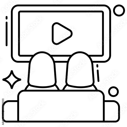 A premium download icon of watching movie 
