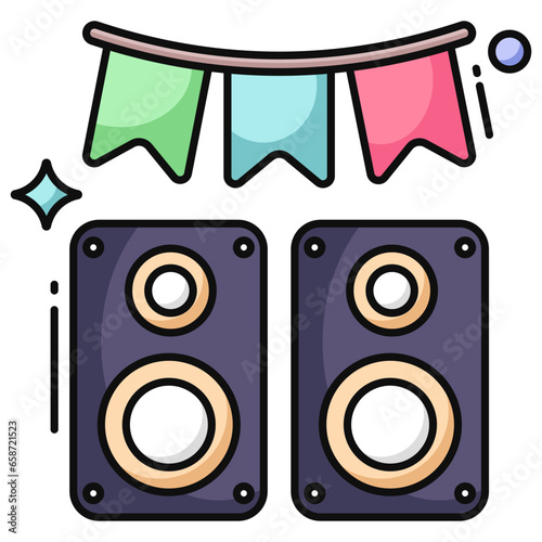 Vector design of woofer, flat icon