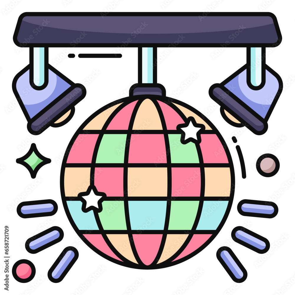 A unique design icon of disco ball A unique design icon of disco ball