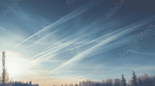 Sky full of contrails photo