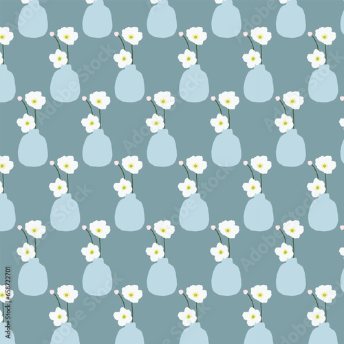 seamless pattern with flower vase