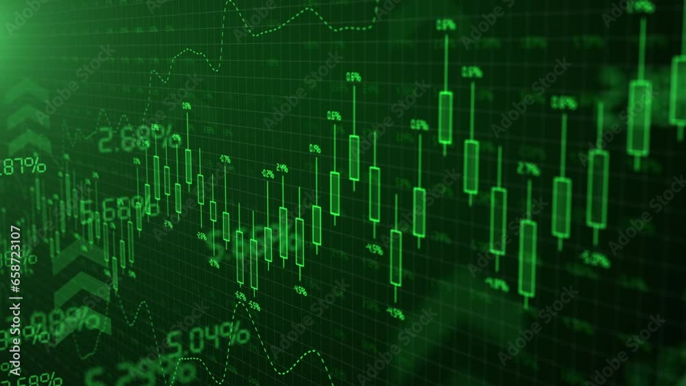 Candles of growing stock market exchange. Green bullish trend. Forex trading candlestick graph increase in profit. Financial investment or bitcoin and cryptocurrency trading. Prices are going up. Candles of growing stock market exchange. Green bullish trend. Forex trading candlestick graph increase in profit. Financial investment or bitcoin and cryptocurrency trading. Prices are going up.