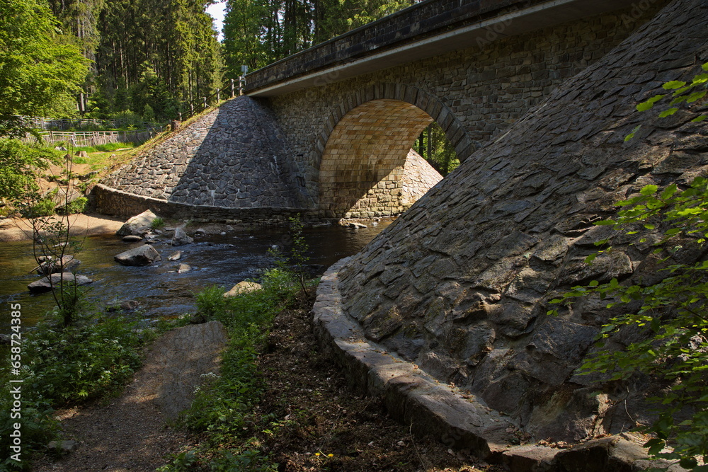 Road bridge over Divoka Orlice at Zemska brana,Pardubice Region,Czech Republic,Europe
