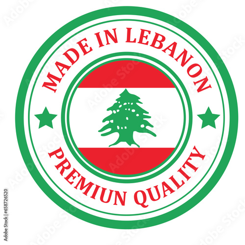 The sign is made in Lebanon. Framed with the flag of the country