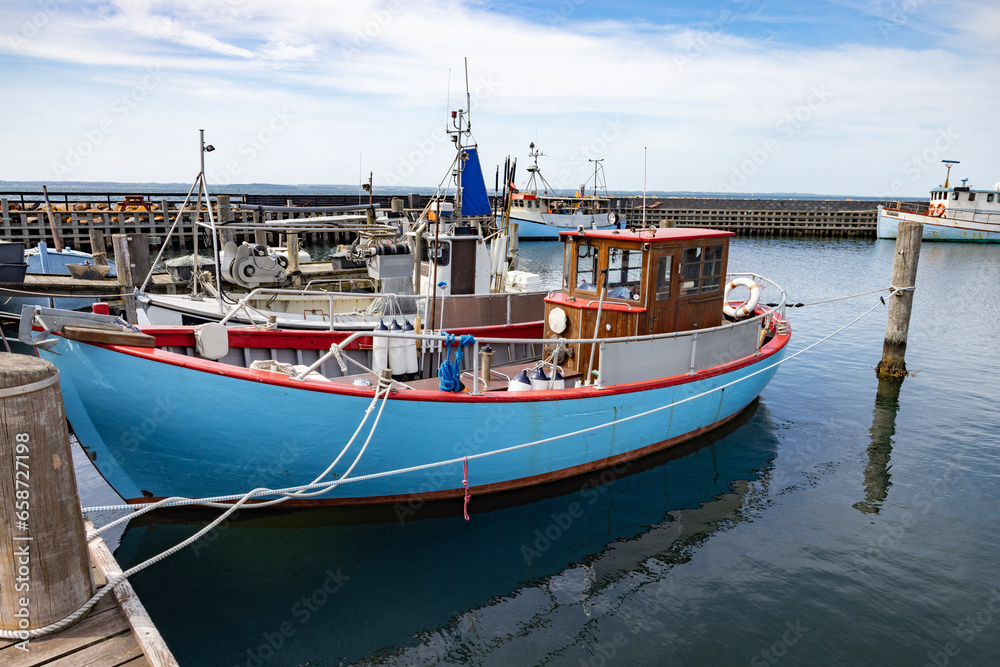 isit to Lohal's harbor with many fishing boats in Langeland, Denmark	