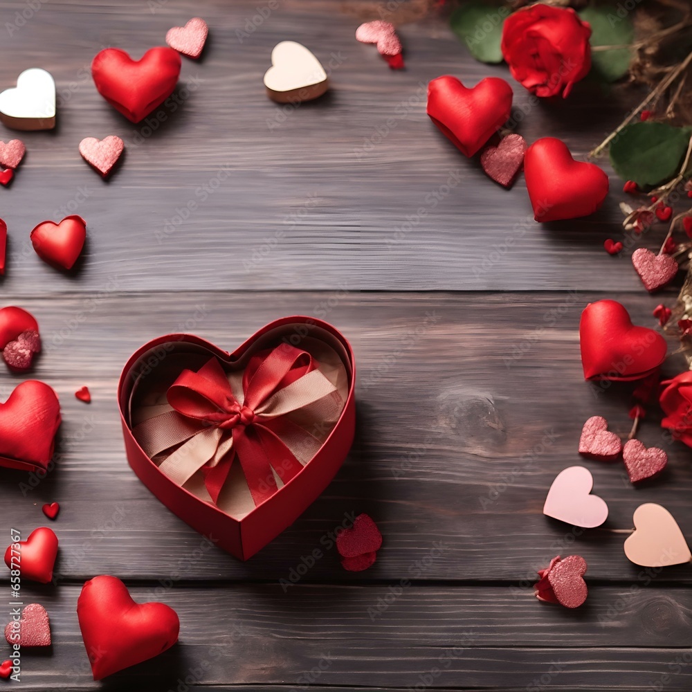 Fototapeta premium hearts on wooden background