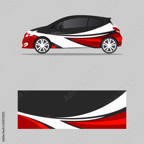 wrapping car decal red wave trendy design vector