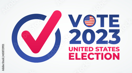023 us elections day, american vote, creative design for political debate, creative banner, design concept, with blue and red text.