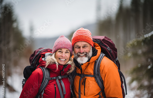 white couple in a winter landscape