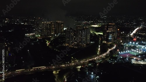 Bairro da barra funda em um dia de jogo de futebol próximo ao estádio Allianz Parque photo