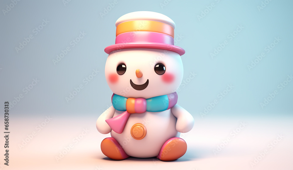 Snowman toy in soft colors, plasticized material, educational for children to play. AI generated Snowman toy in soft colors, plasticized material, educational for children to play. AI generated