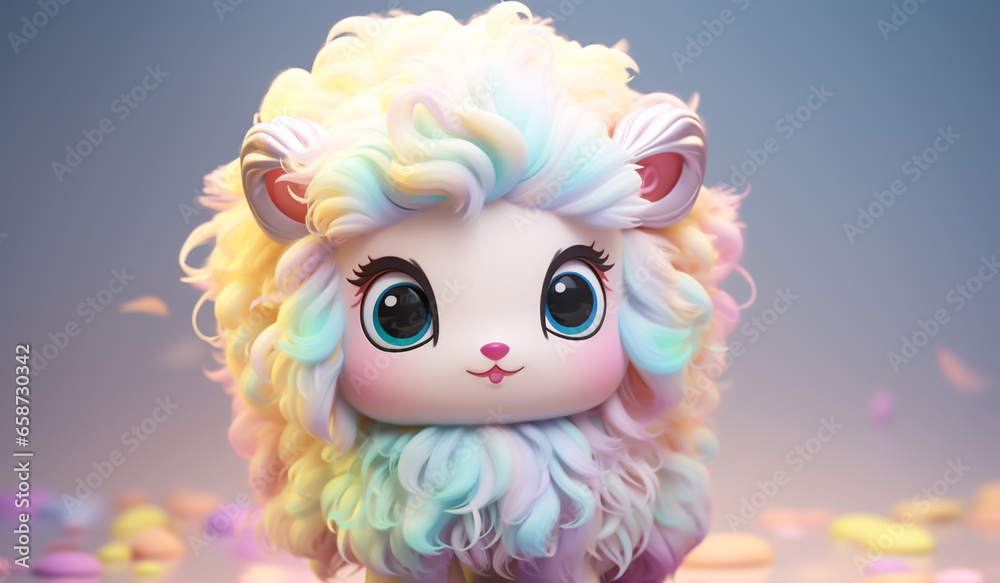 Toy sheep in soft colors, plasticized material, educational for children to play. AI generated