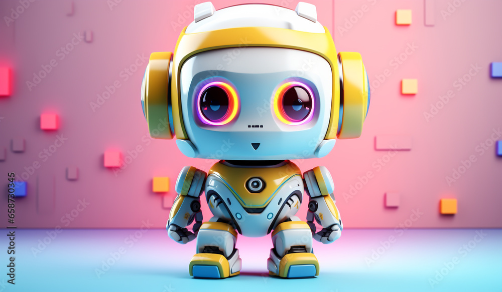 Toy robot in soft colors, plasticized material, educational for children to play. AI generated Toy robot in soft colors, plasticized material, educational for children to play. AI generated