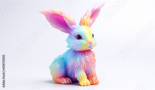 Toy rabbit in soft colors, plasticized material, educational for children to play. AI generated photo