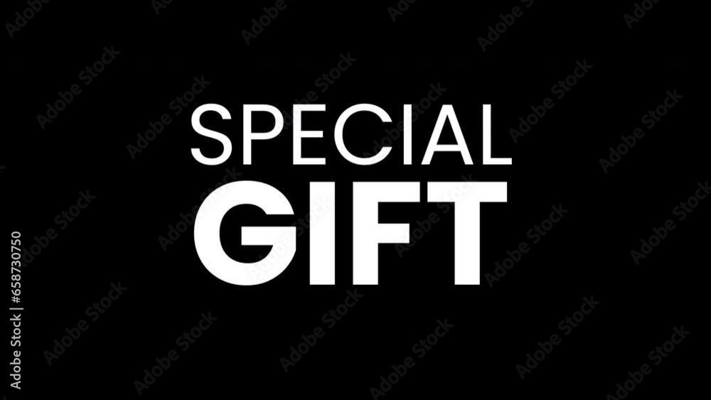 special gift text with glitch effects on a black background. special gift text with glitch effects on a black background.