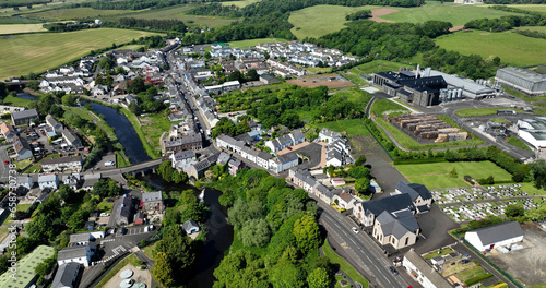 Aerial photo of Residential housing in Bushmills Village on the North Coast Co Antrim Northern Ireland