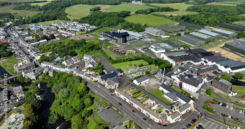 Aerial photo of Residential housing in Bushmills Village on the North Coast Co Antrim Northern Ireland