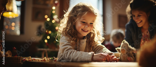 little girl at christmas time