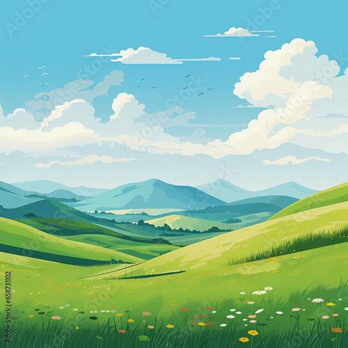 landscape with mountains and blue sky