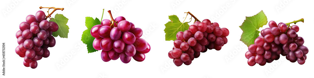 Fototapeta premium Red Grapes clipart collection, vector, icons isolated on transparent background