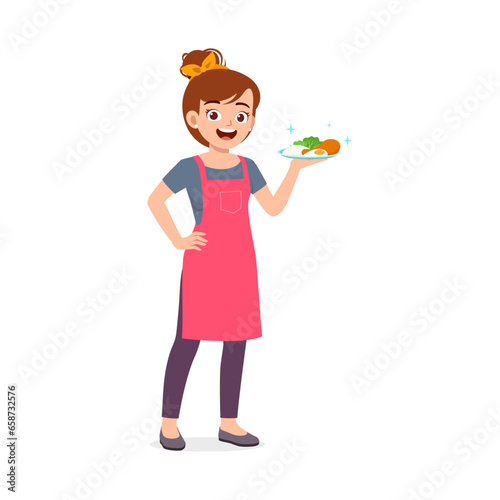 young woman standing and holding fresh food
