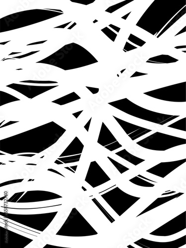 Black and white background with woven abstract grunge brush strokes.
