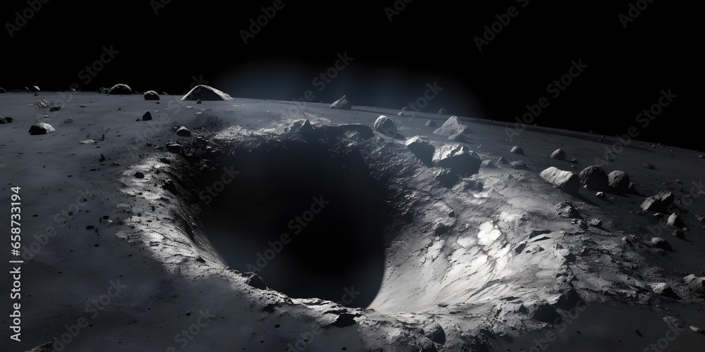 A crater on the surface of the moon - obrazy, fototapety, plakaty 
