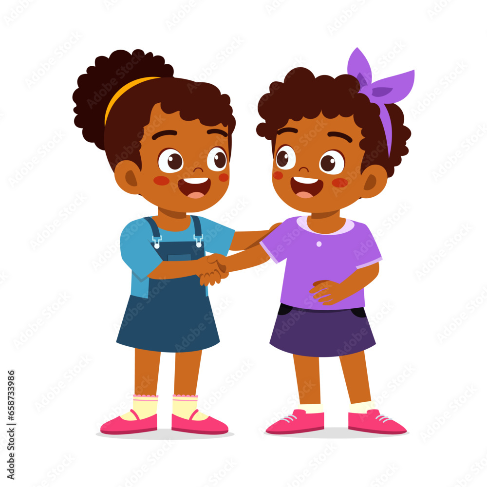 little kid do handshake with friend little kid do handshake with friend